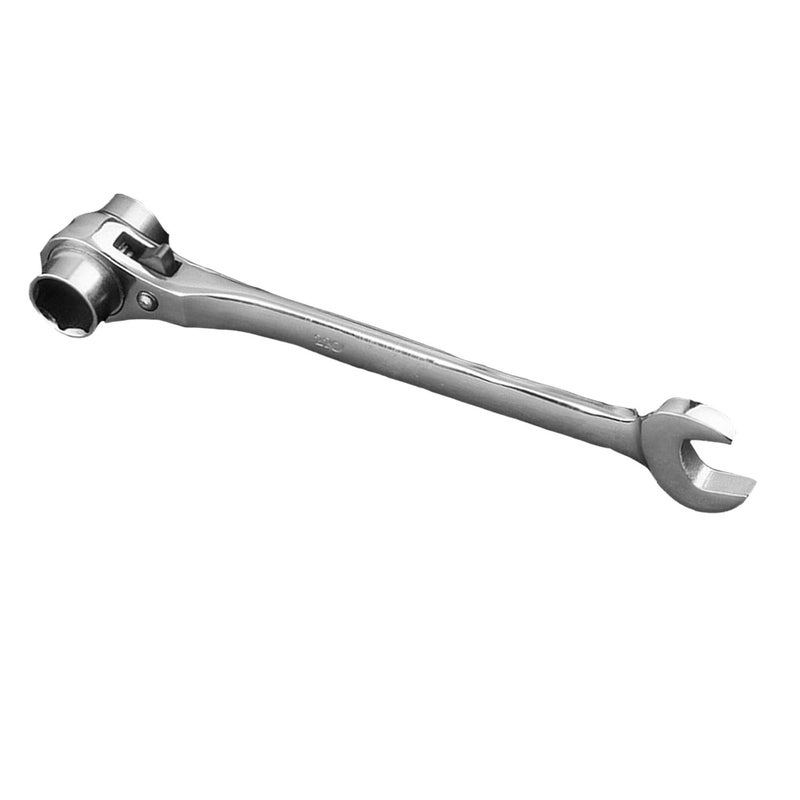 FORSUN 2 in 1 Scaffolding Podger Ratchet Wrench Site Ratcheting Socket Spanner Tool 19mm/22mm Silver - Image 1